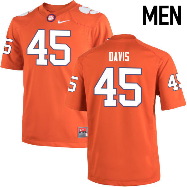 Men Clemson Tigers #45 Jeff Davis College Football Jerseys-Orange - Click Image to Close